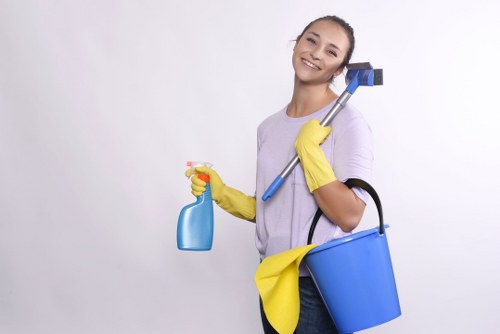 Cleaner treating a high-traffic carpet area in an Islington property