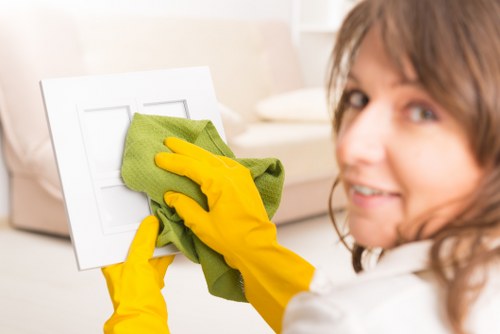 Cleaner reviewing booking details before starting work