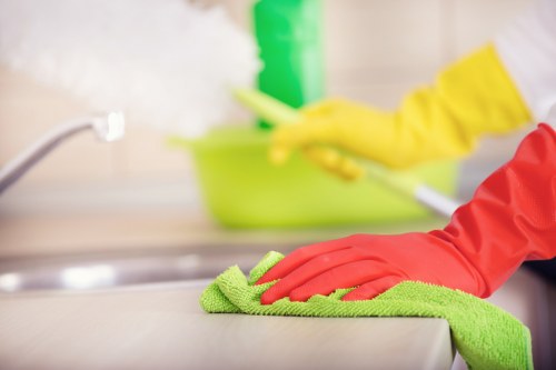 Local cleaners maintaining a retail space in Islington